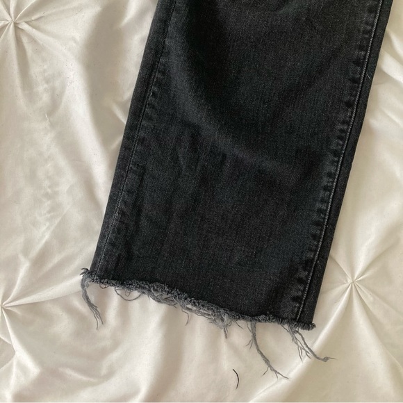 Abercrombie & Fitch Kennan Straight 30x32 black distressed raw hem stretch jeans - Picture 3 of 10